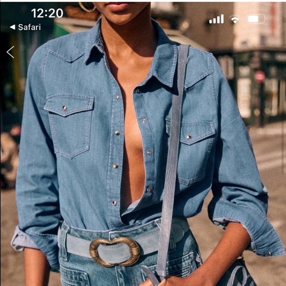 Sezane Servanne Denim Shirt - Picture 2 of 6
